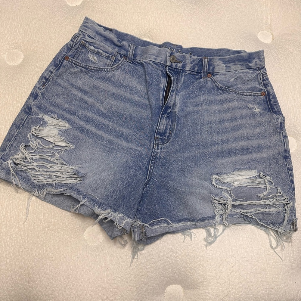 American Eagle Outfitters Light Blue Distressed Denim Shorts